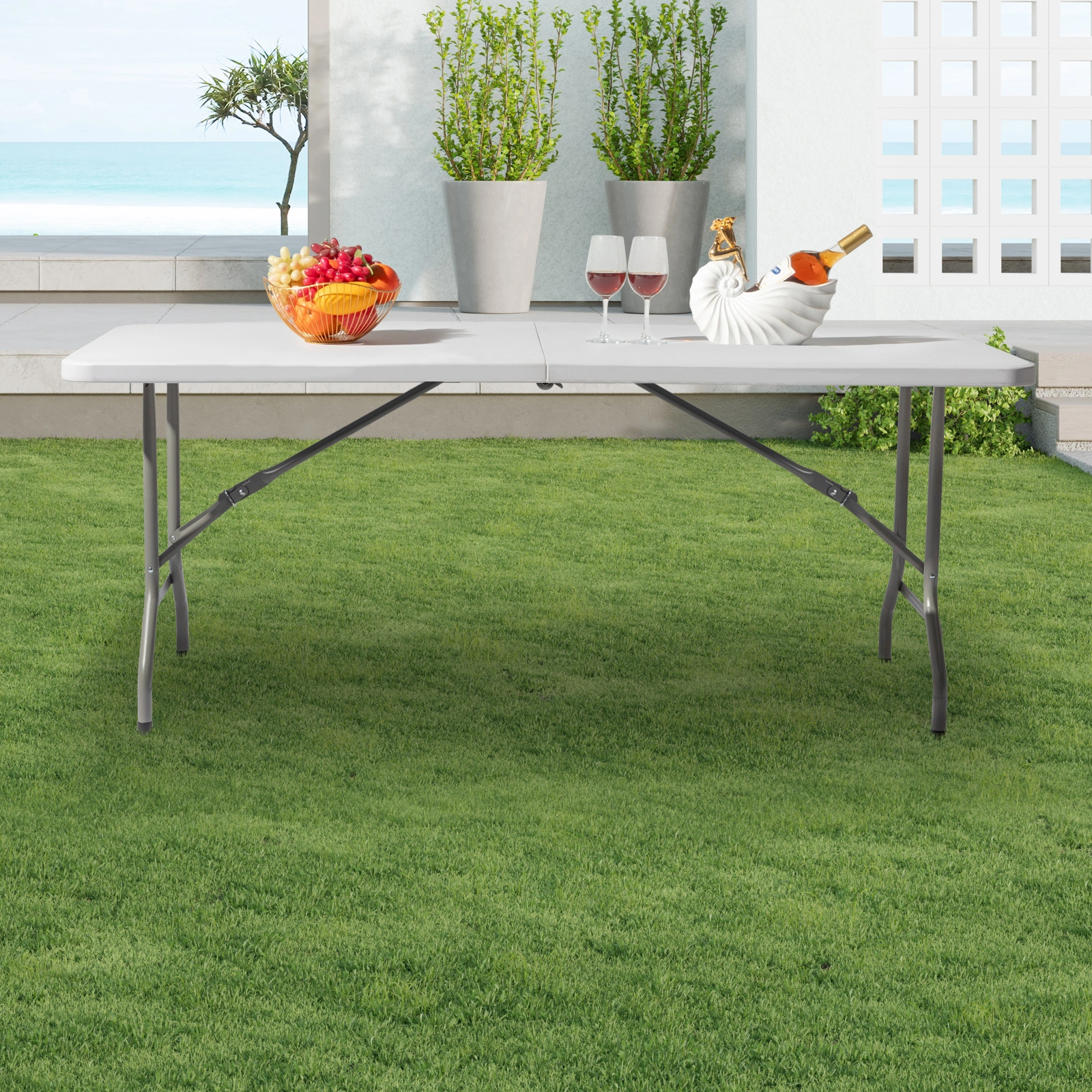 6' Folding Table Portable Plastic Indoor Outdoor Picnic Party Dining Camping Tables view 24