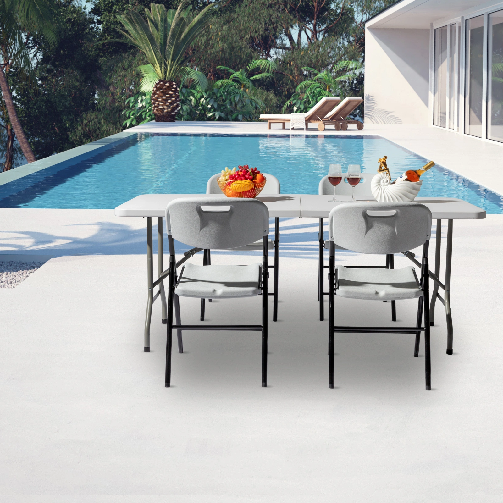 6' Folding Table Portable Plastic Indoor Outdoor Picnic Party Dining Camping Tables view 56