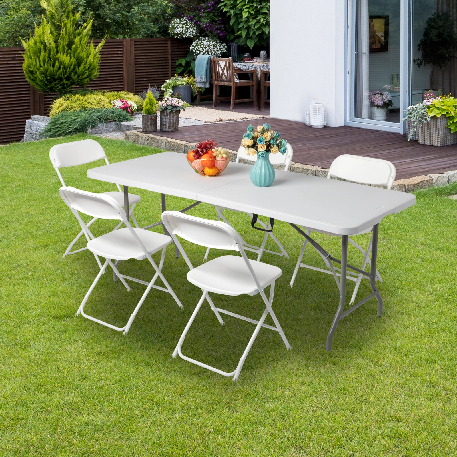 6' Folding Table Portable Plastic Indoor Outdoor Picnic Party Dining Camping Tables view 57