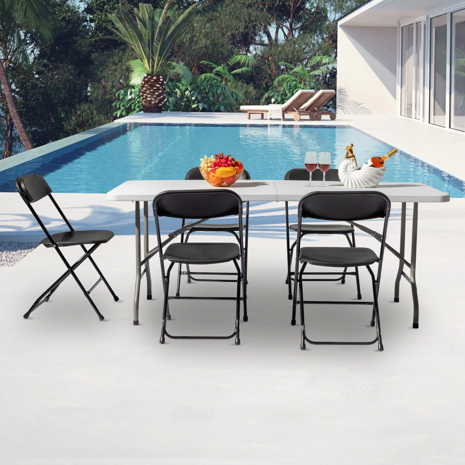 6' Folding Table Portable Plastic Indoor Outdoor Picnic Party Dining Camping Tables view 58