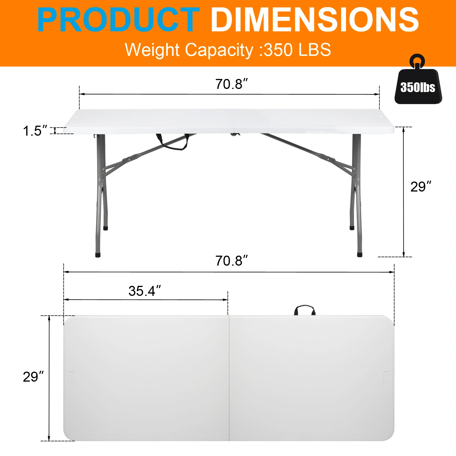 6' Folding Table Portable Plastic Indoor Outdoor Picnic Party Dining Camping Tables view 60
