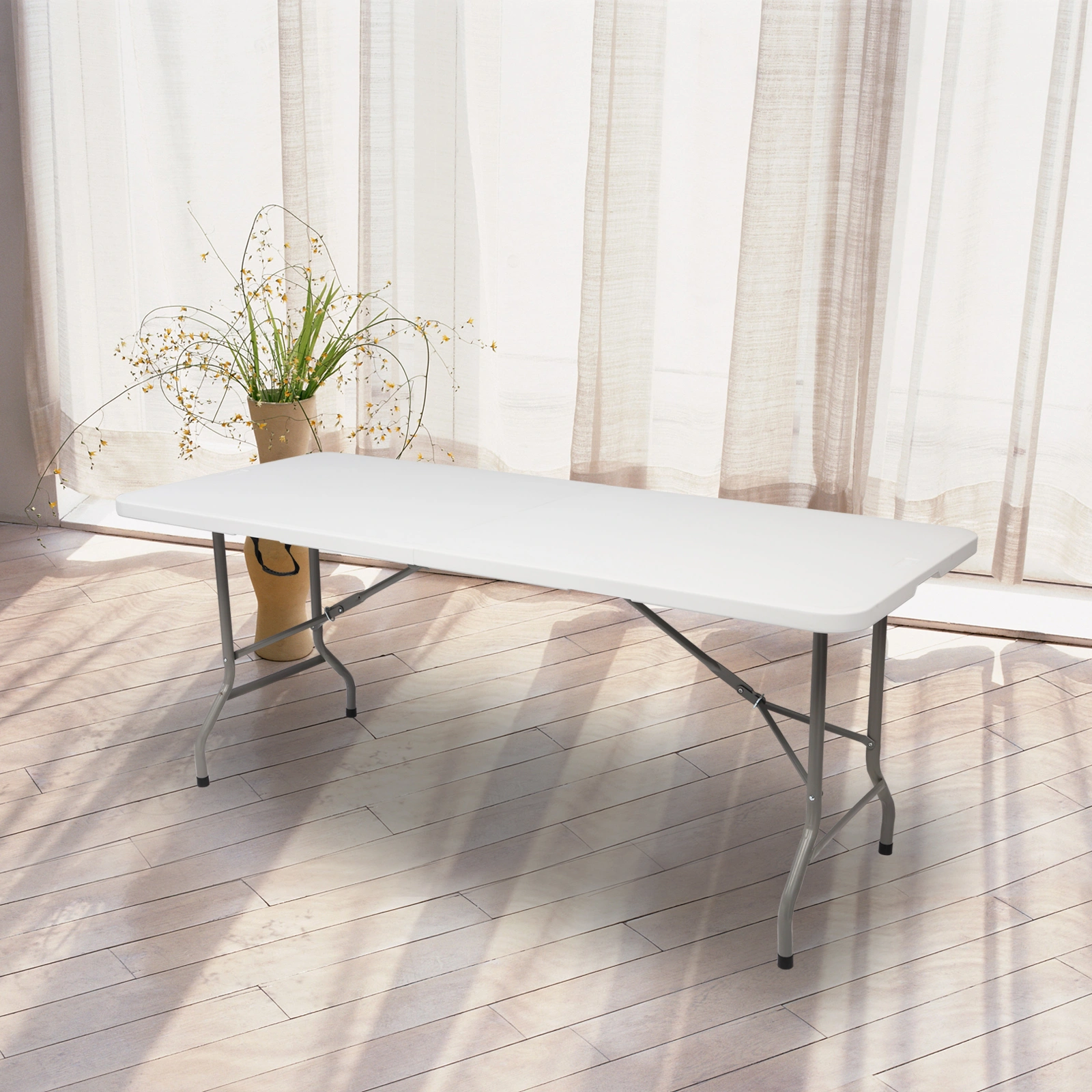 6' Folding Table Portable Plastic Indoor Outdoor Picnic Party Dining Camping Tables view 80