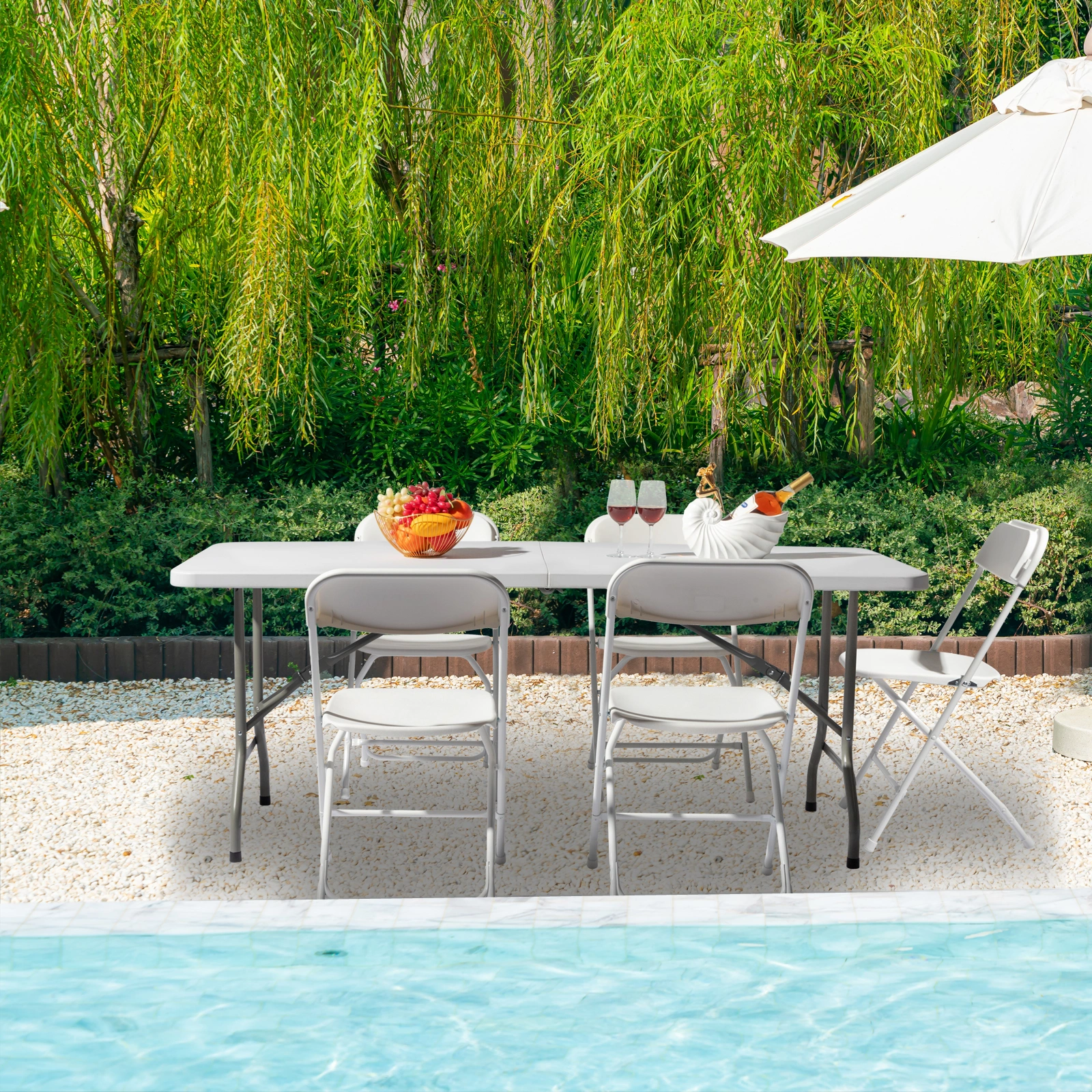 6' Folding Table Portable Plastic Indoor Outdoor Picnic Party Dining Camping Tables view 86
