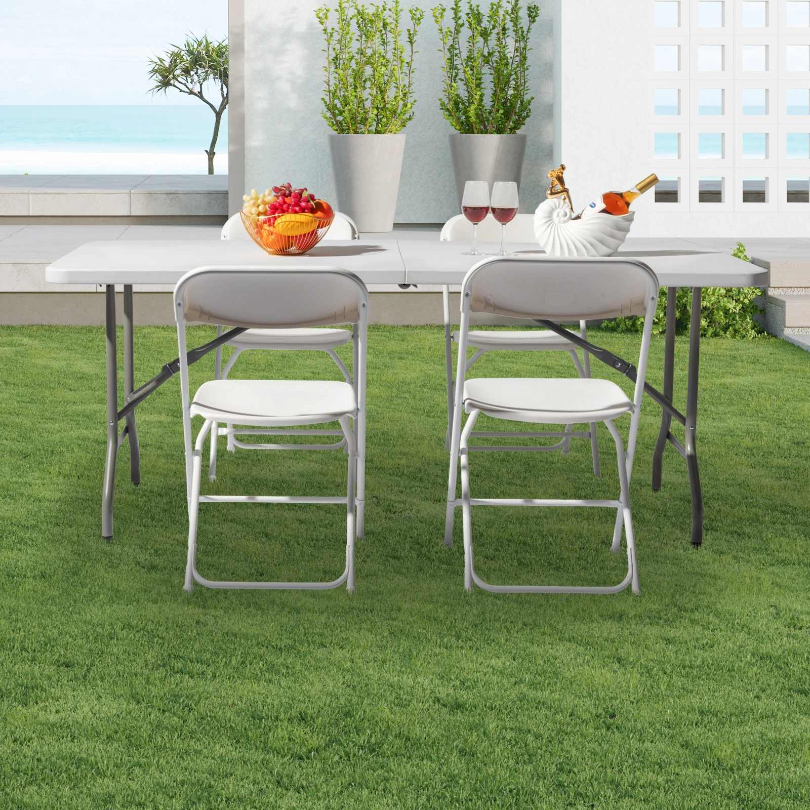 6' Folding Table Portable Plastic Indoor Outdoor Picnic Party Dining Camping Tables view 89