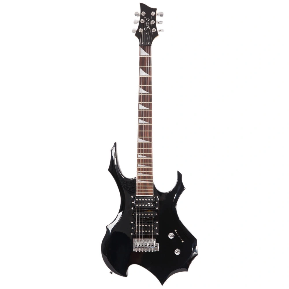 Flame Shaped Electric Guitar with 20W Electric Guitar Sound HSH Pickup Novice Guitar Audio Bag Strap Picks Shake Cable Wrench Tool Black view 3