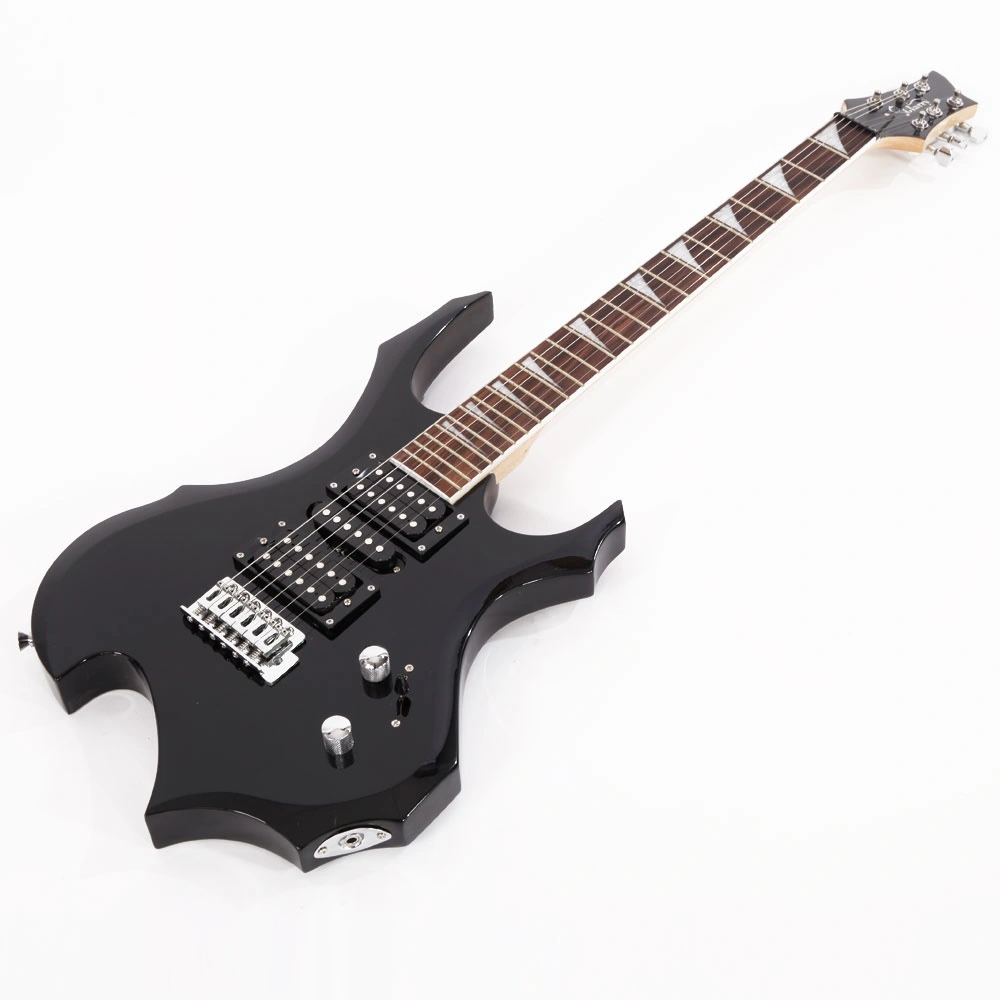 Flame Shaped Electric Guitar with 20W Electric Guitar Sound HSH Pickup Novice Guitar Audio Bag Strap Picks Shake Cable Wrench Tool Black view 4