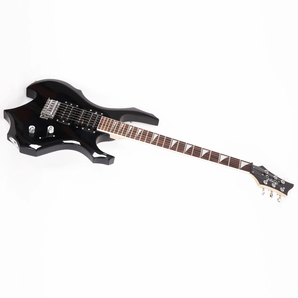 Flame Shaped Electric Guitar with 20W Electric Guitar Sound HSH Pickup Novice Guitar Audio Bag Strap Picks Shake Cable Wrench Tool Black view 7