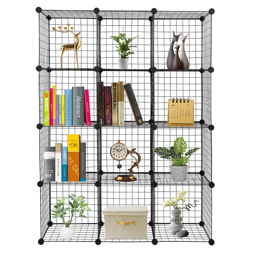 12-Cube Organizer Cube Storage Storage Shelves Wire Cube Storage Origami Shelves Metal Grid Multifunction Shelving Unit Modular Cubbies Organizer Bookcase view 2