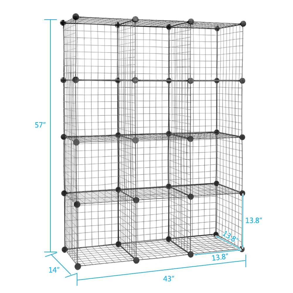 12-Cube Organizer Cube Storage Storage Shelves Wire Cube Storage Origami Shelves Metal Grid Multifunction Shelving Unit Modular Cubbies Organizer Bookcase view 5