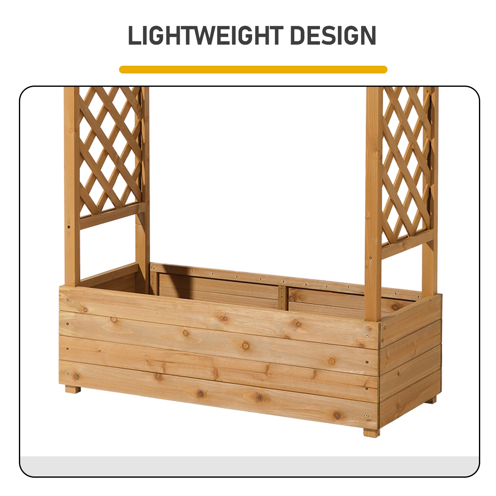 Raised Garden Bed with Trellis, Hanging Roof, Planter Box, Drainage Holes, Vertical Plant Container for Vine Climbing Plant Flower, Standing Wood Planter for Garden Patio Yard, Teak view 7