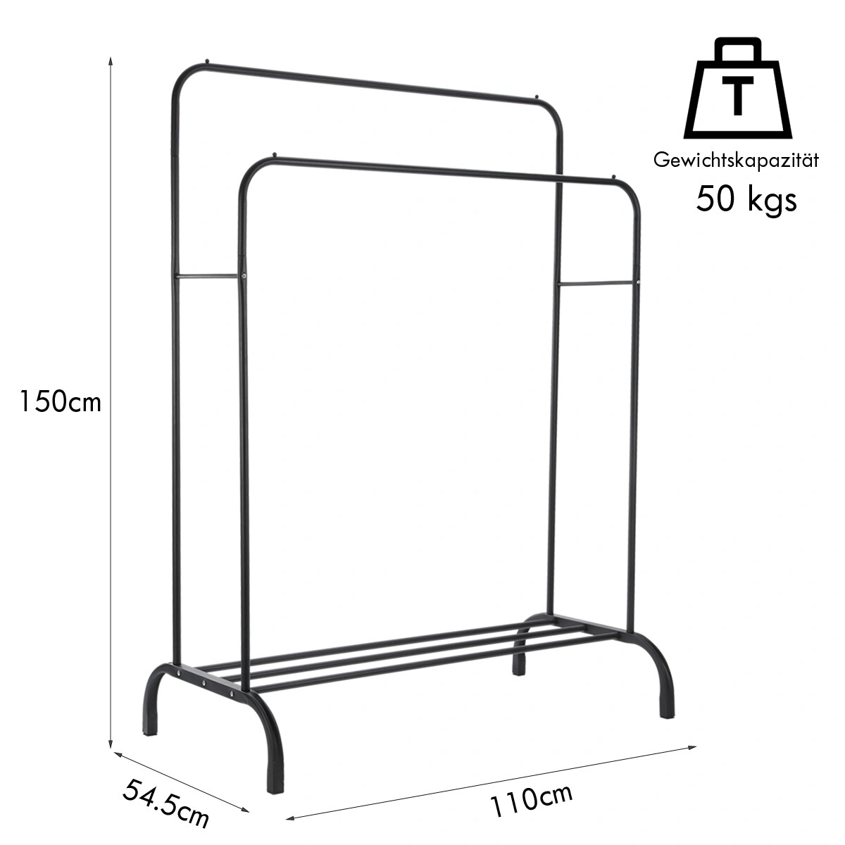 Heavy Duty Double Clothes Rail Hanging Rack Garment Display Stand Shoe Storage view 3