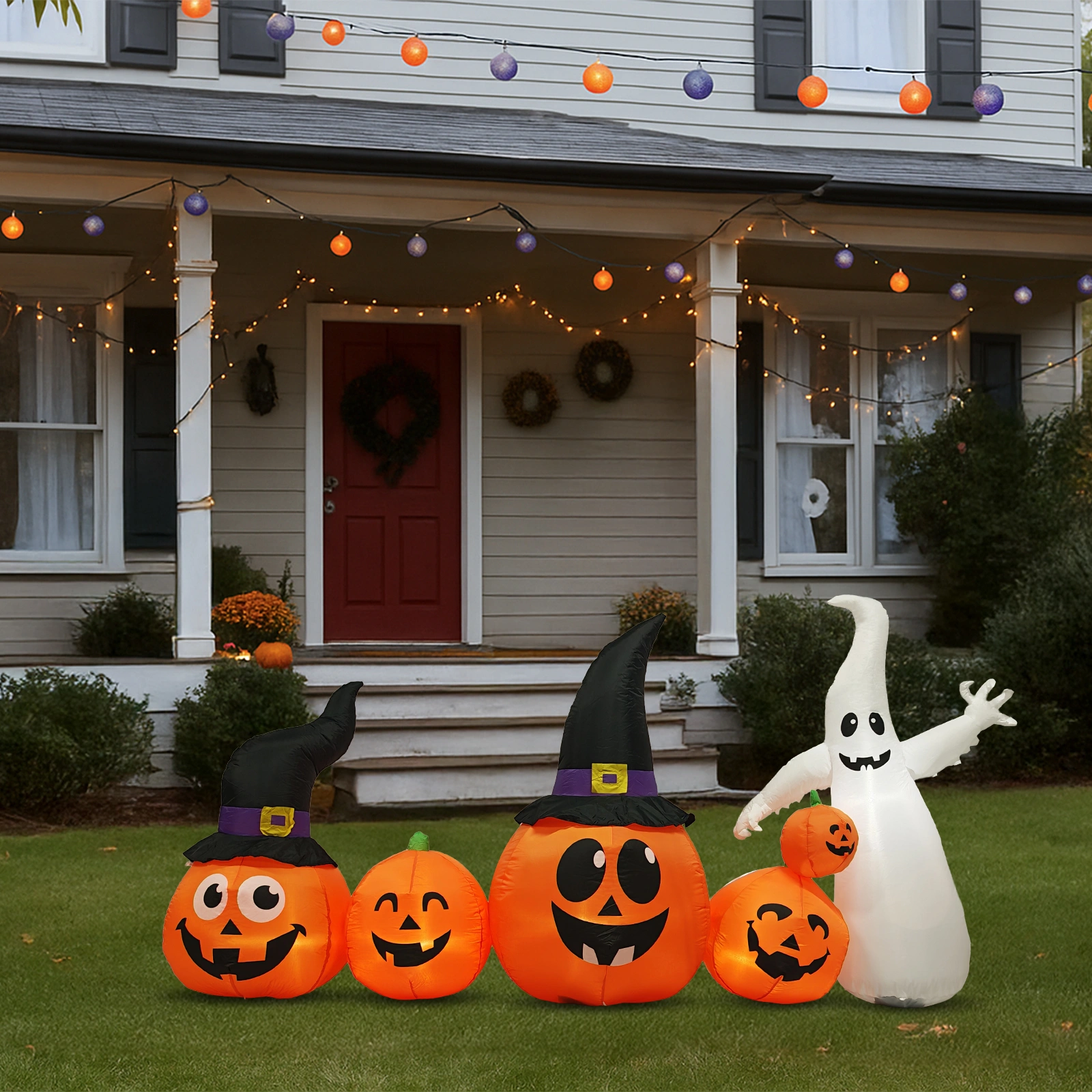 8FT Long Halloween Inflatables Pumpkins Ghost Outdoor Decorations, Blow Up Yard Decoration with Built-in LEDs Lighted for Lawn Garden Outside Indoor Decor view 10