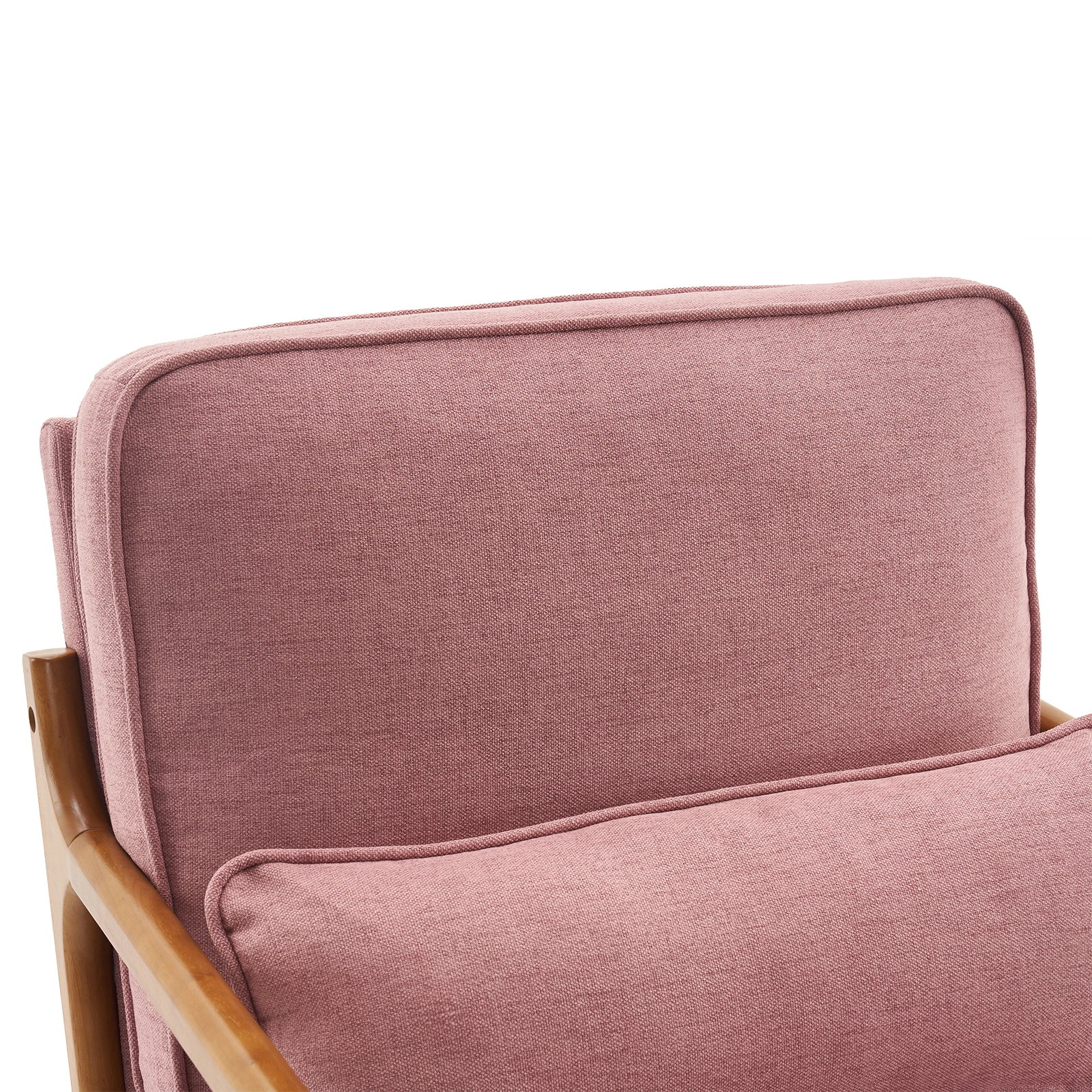 Oak Frame Upholstered Lounge Chair with Armrests Single Seater Indoor Accent Chair - Pink view 12