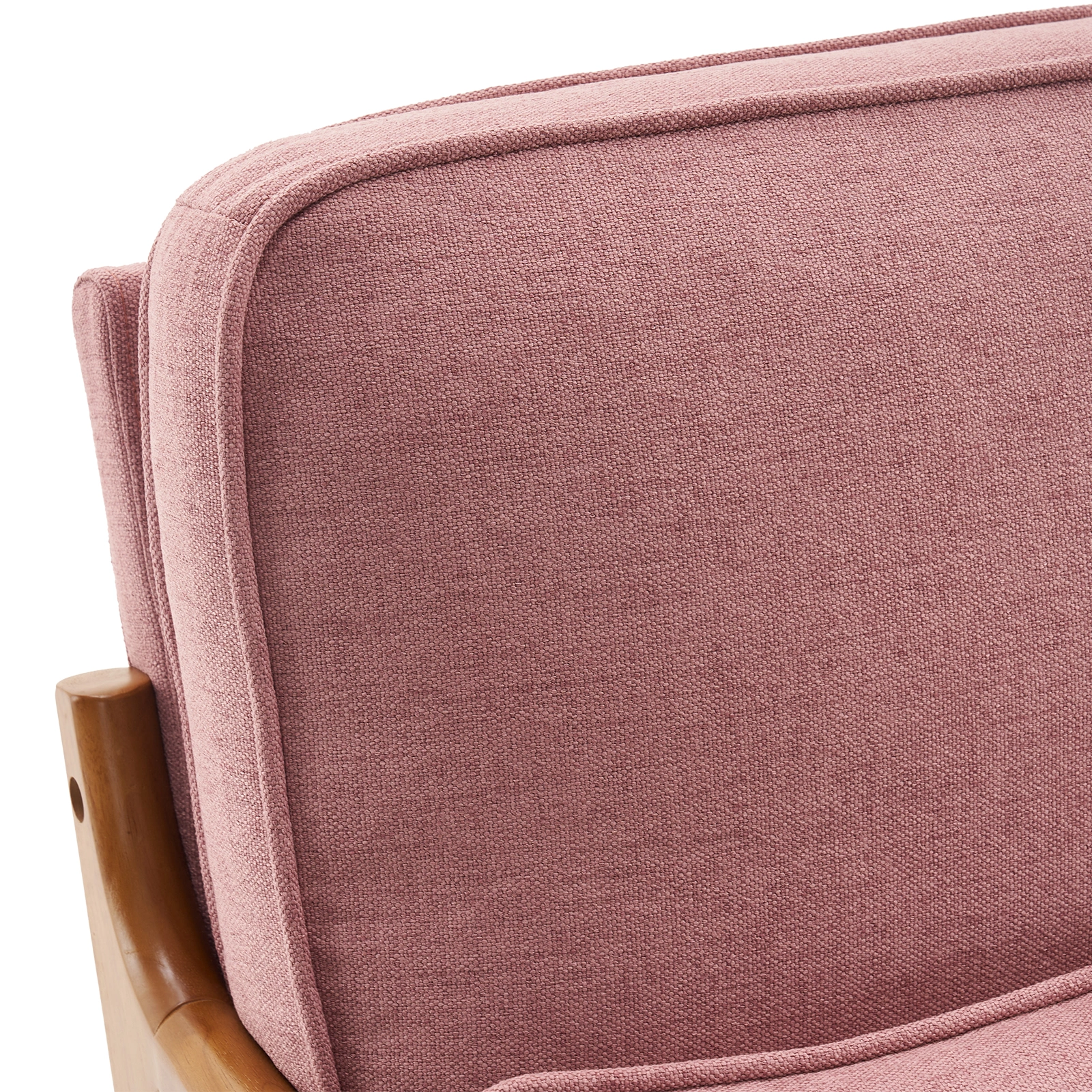 Oak Frame Upholstered Lounge Chair with Armrests Single Seater Indoor Accent Chair - Pink view 13