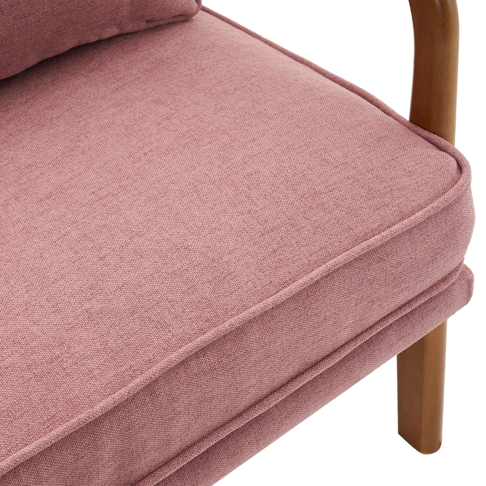 Oak Frame Upholstered Lounge Chair with Armrests Single Seater Indoor Accent Chair - Pink view 15