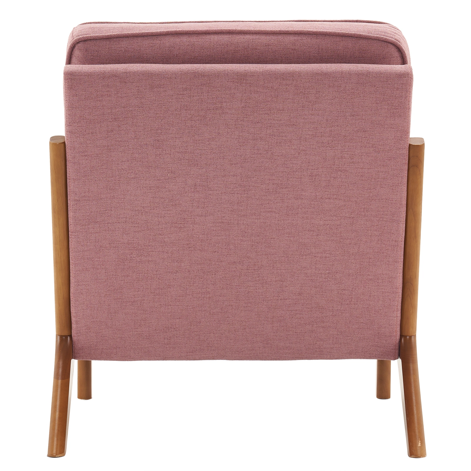 Oak Frame Upholstered Lounge Chair with Armrests Single Seater Indoor Accent Chair - Pink view 6