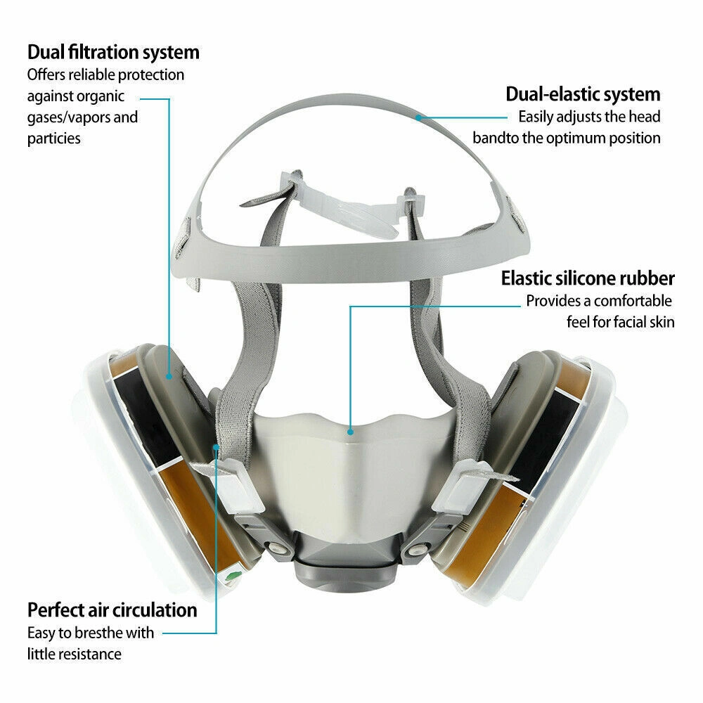 17 in 1 Full Face Respirator Mask, 6200 Gas Mask with Filter, Chemical Spray Facepiece for Painting Protection view 5