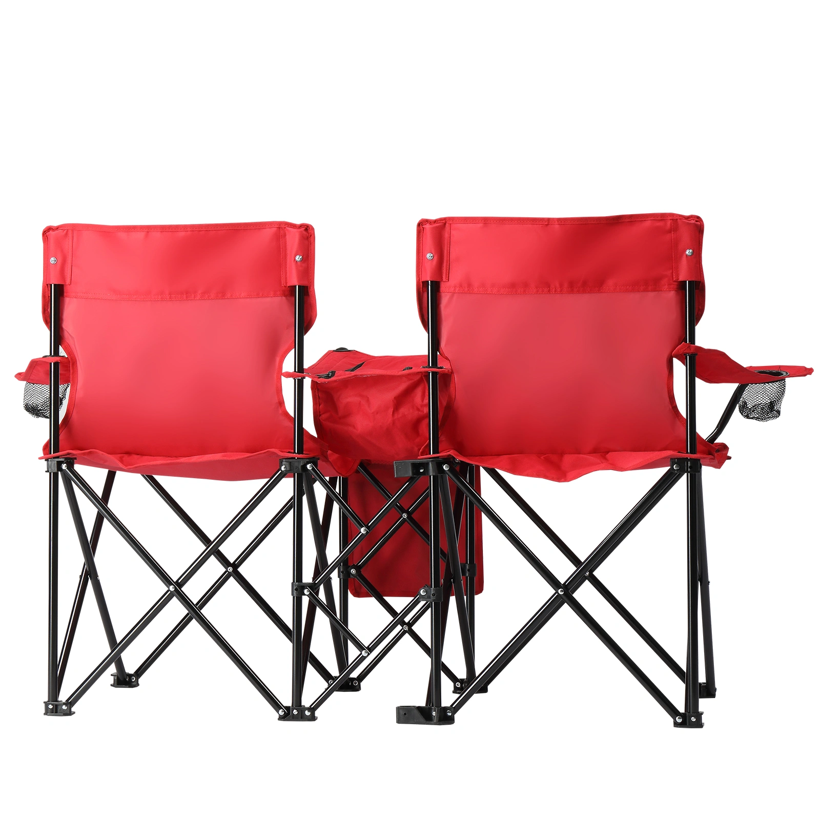 Portable Outdoor 2-Seat Folding Chair with Removable Sun Umbrella Red view 13