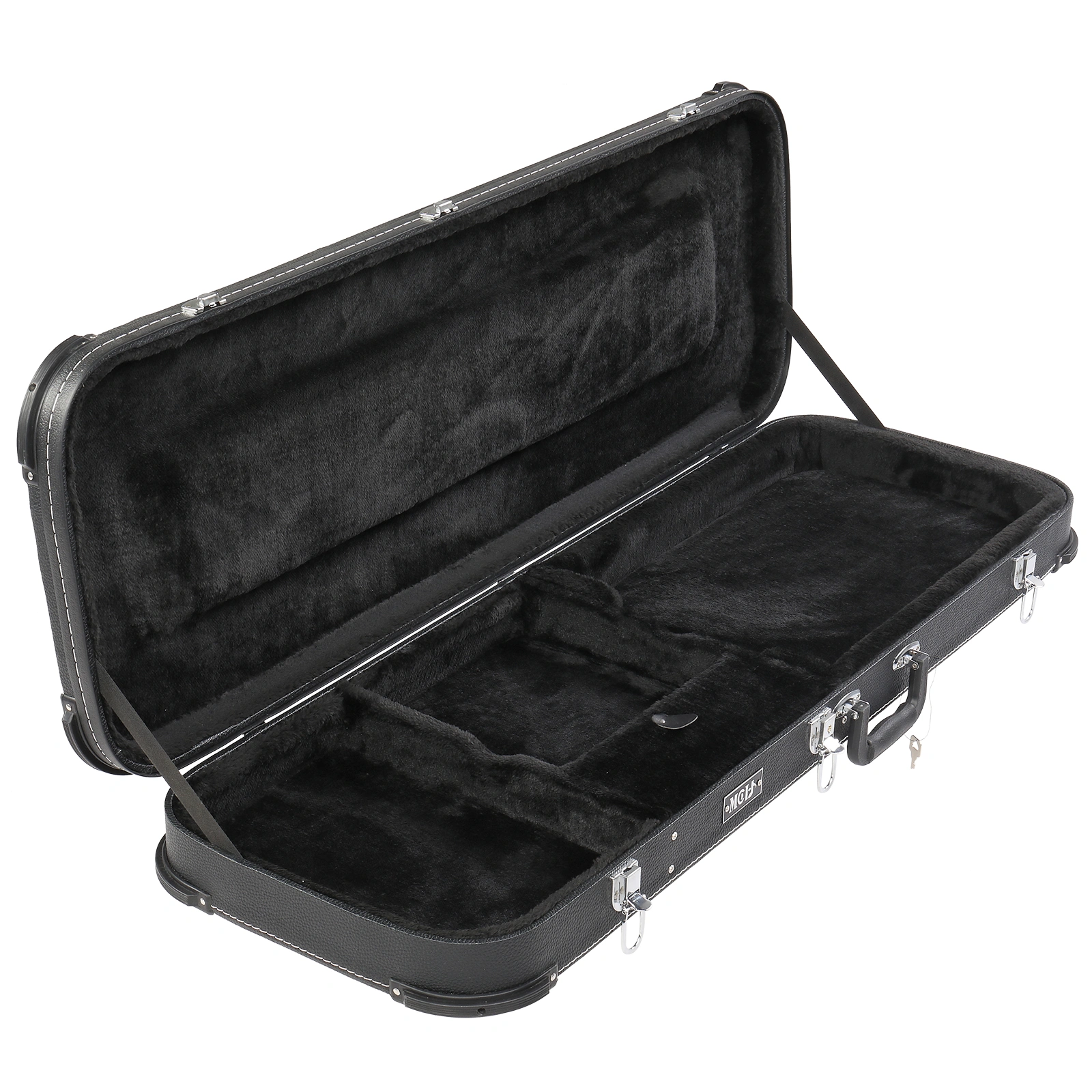 Electric Guitar Square Hard Case with Protective Sleeve Fits ST TL Burning fire 170 Style Electric Guitar Blac