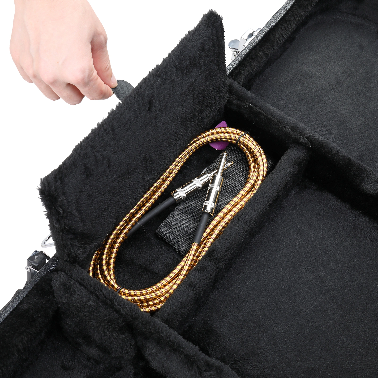 Electric Guitar Square Hard Case with Protective Sleeve Fits ST TL Burning fire 170 Style Electric Guitar Blac view 19