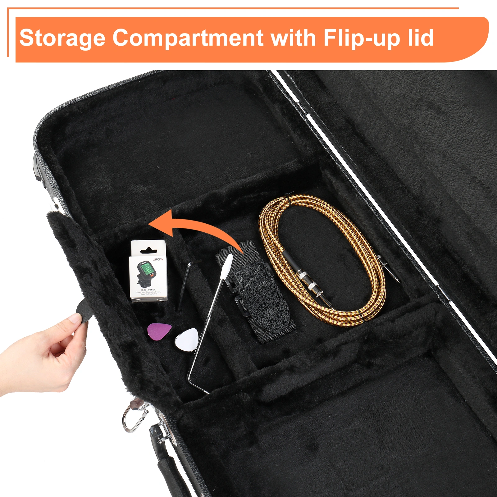 Electric Guitar Square Hard Case with Protective Sleeve Fits ST TL Burning fire 170 Style Electric Guitar Blac view 21