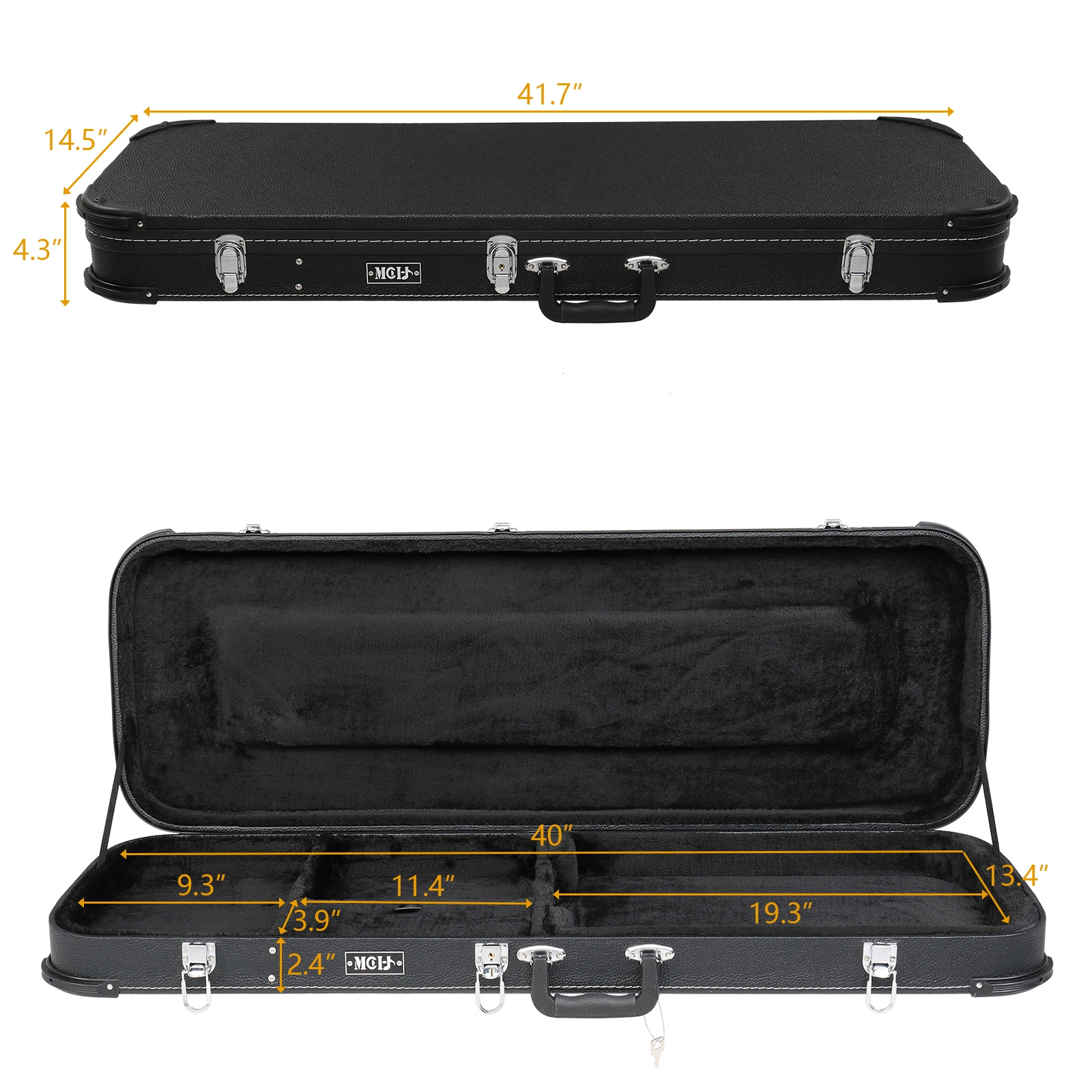 Electric Guitar Square Hard Case with Protective Sleeve Fits ST TL Burning fire 170 Style Electric Guitar Blac view 6
