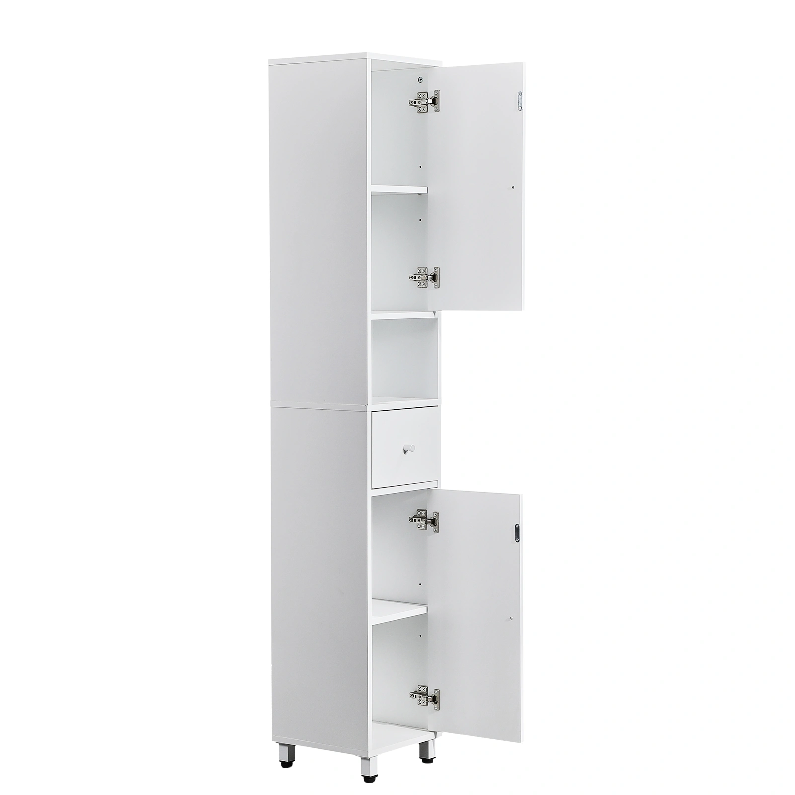 White particleboard with melamine veneer, 30*30*170cm, two doors, one drawer, one shelf, bathroom vanity view 9