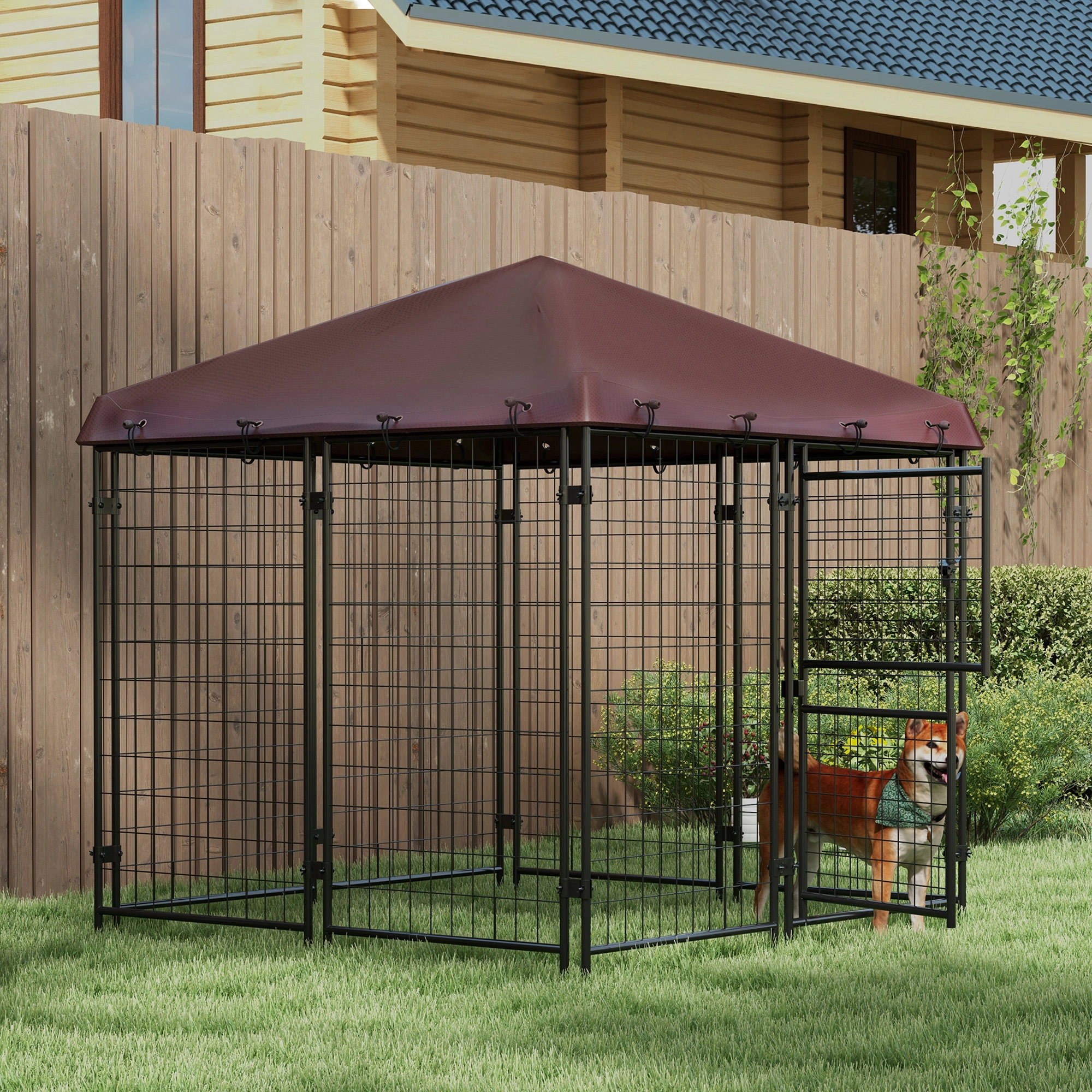 Heavy Duty Dog Crate with Divider, Metal Wire Pet Kennel for Large Dogs, Foldable Collapsible Animal Crate with Tray, Indoor Outdoor Use