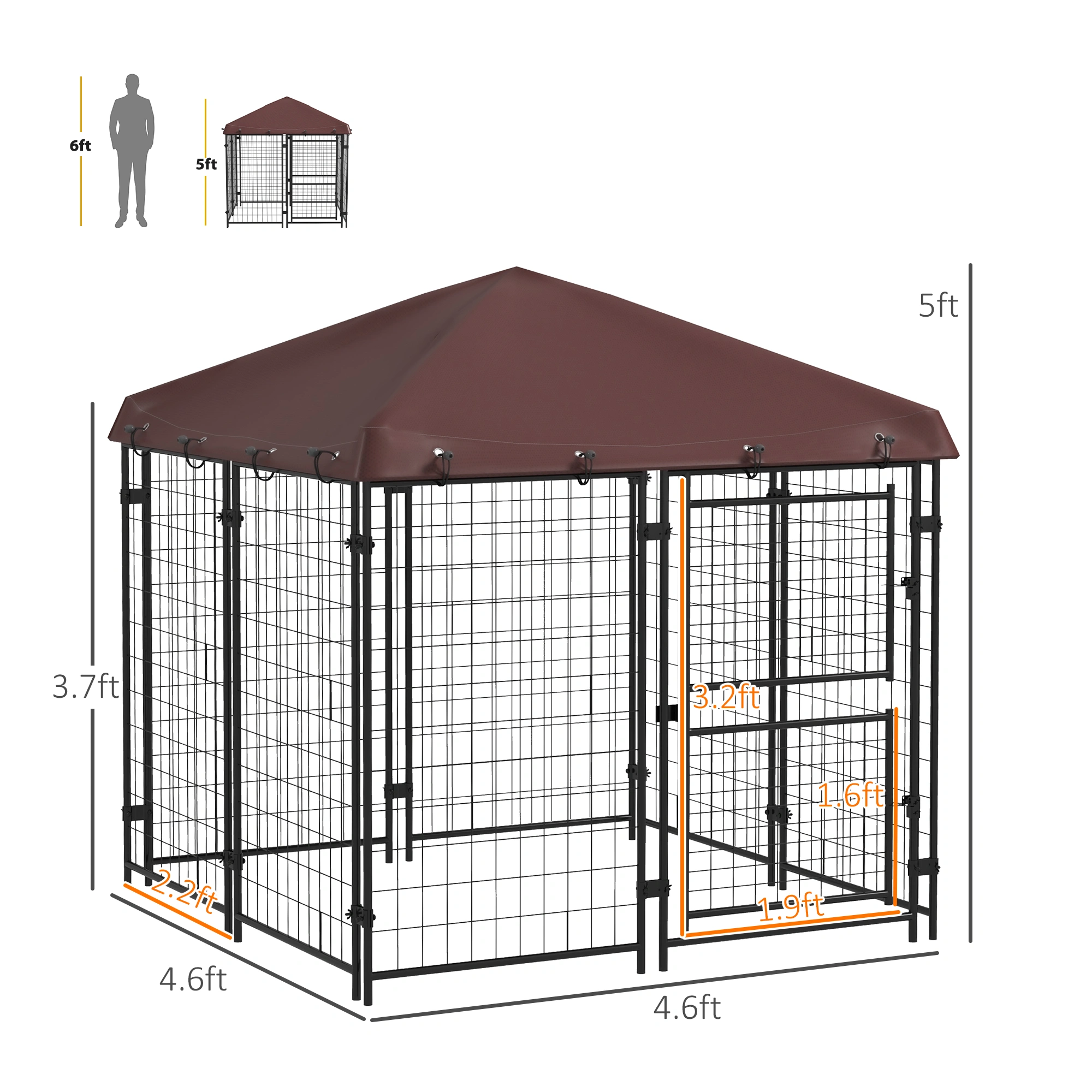 Heavy Duty Dog Crate with Divider, Metal Wire Pet Kennel for Large Dogs, Foldable Collapsible Animal Crate with Tray, Indoor Outdoor Use view 2