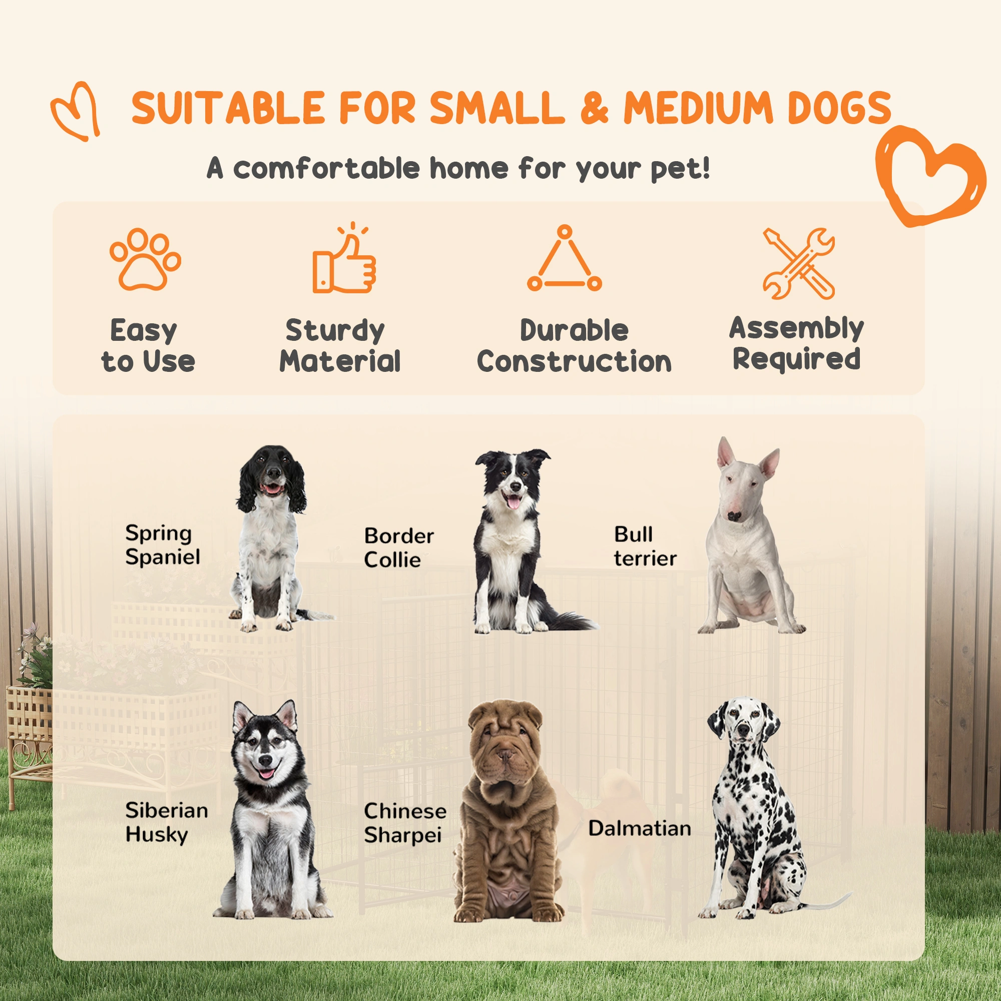 Heavy Duty Dog Crate with Divider, Metal Wire Pet Kennel for Large Dogs, Foldable Collapsible Animal Crate with Tray, Indoor Outdoor Use view 3