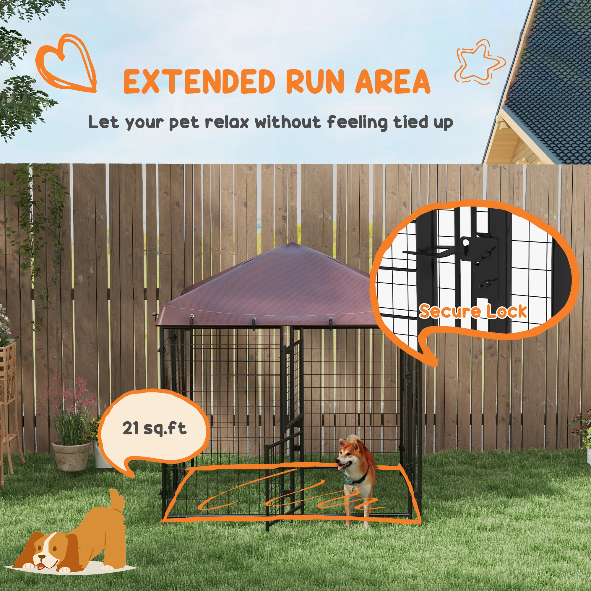 Heavy Duty Dog Crate with Divider, Metal Wire Pet Kennel for Large Dogs, Foldable Collapsible Animal Crate with Tray, Indoor Outdoor Use view 7