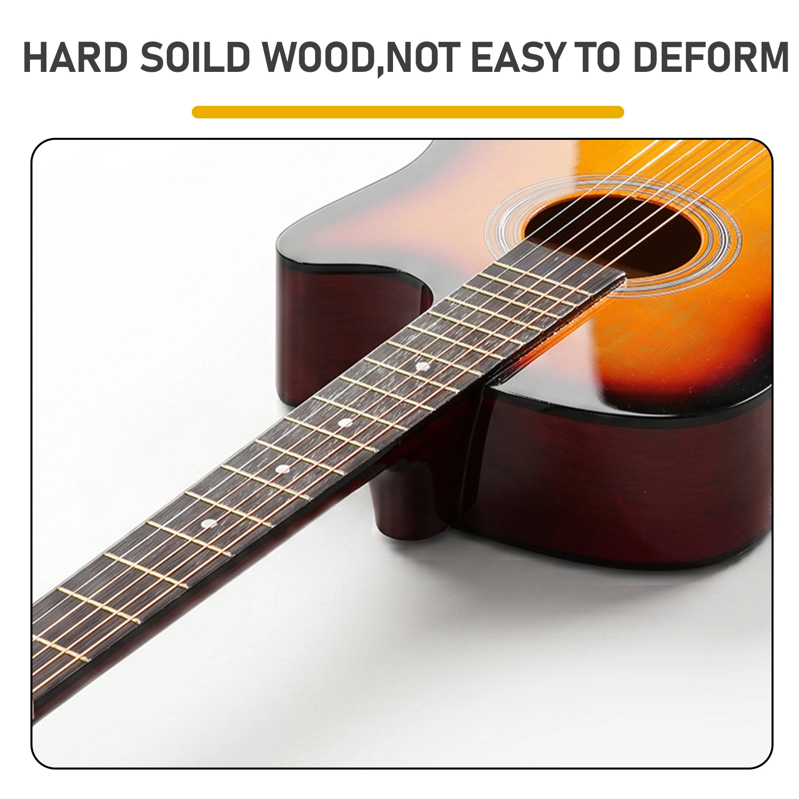Sunset color 38-inch Acoustic Guitar with Picks, Strings, Capo, Case, Tuner, and Strap view 7