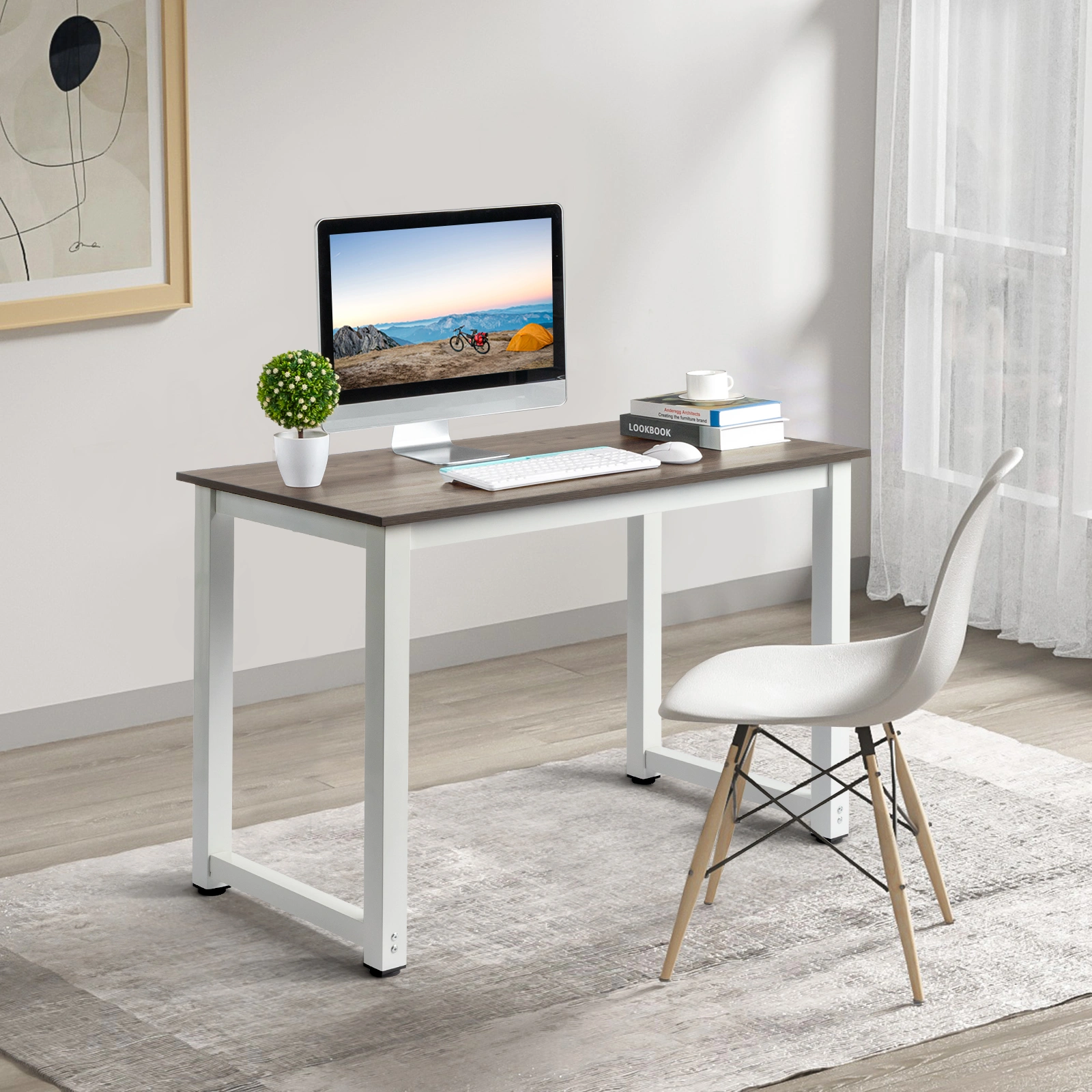 110cm Decent High Strength Wooden Computer Desk Gray view 10