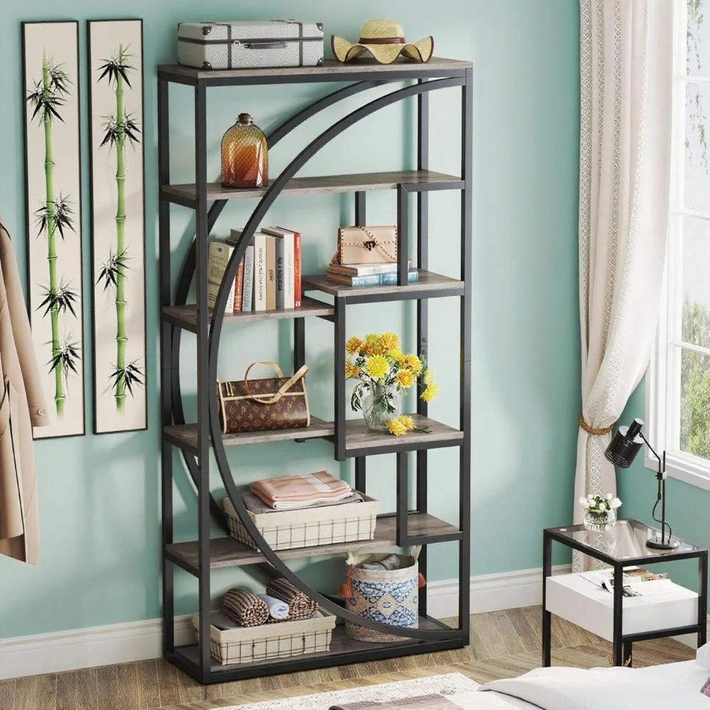 Book Shelf Storage Cabinet, Open Front Organizer Rack for Home Office Living Room, Brown Wood Finish, Durable Engineered Wood view 4