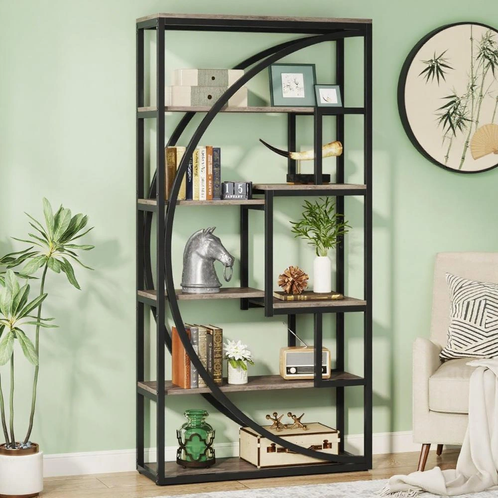 Book Shelf Storage Cabinet, Open Front Organizer Rack for Home Office Living Room, Brown Wood Finish, Durable Engineered Wood view 5
