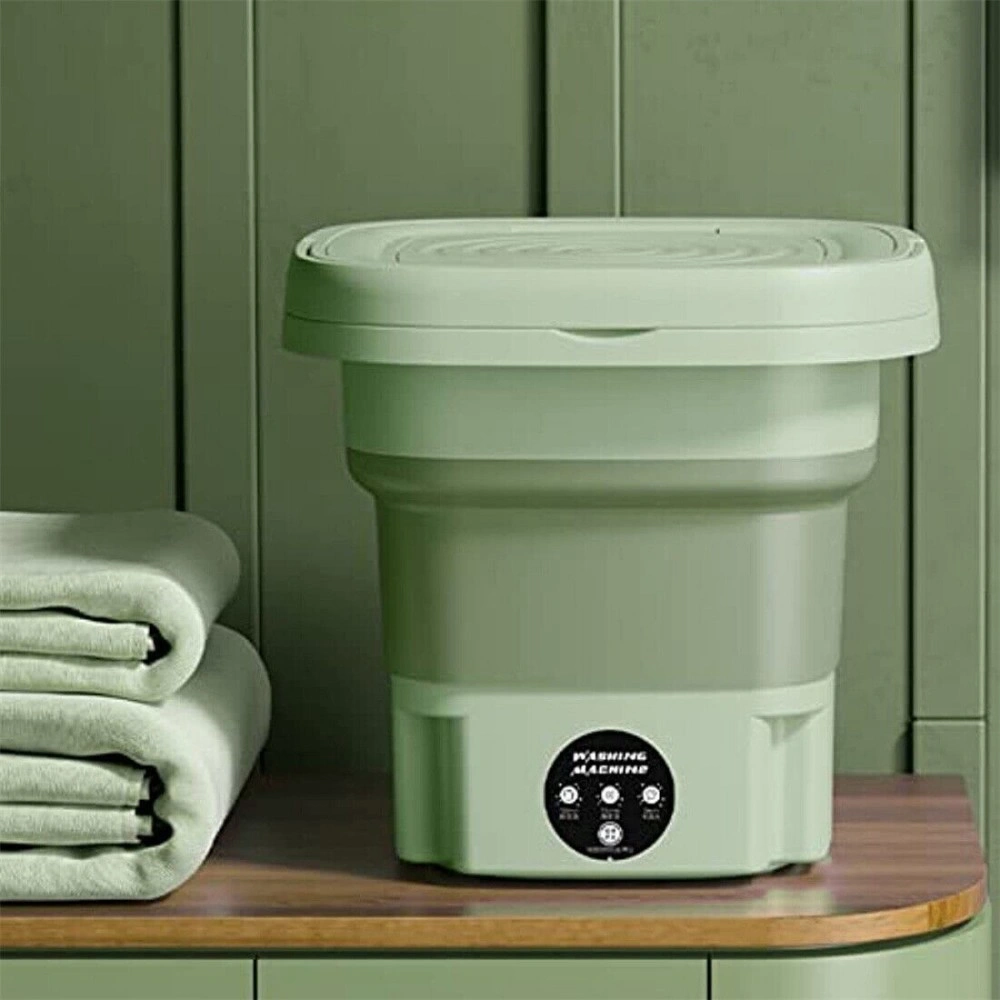 8L Portable Mini Washing Machine, Foldable Washer & Spin Dryer for Travel, UK Green view 2