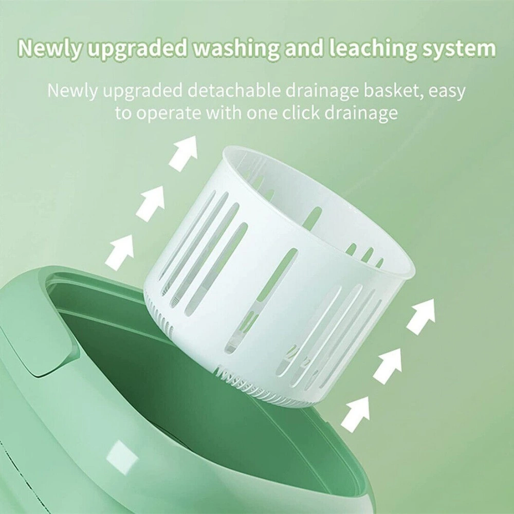 8L Portable Mini Washing Machine, Foldable Washer & Spin Dryer for Travel, UK Green view 3