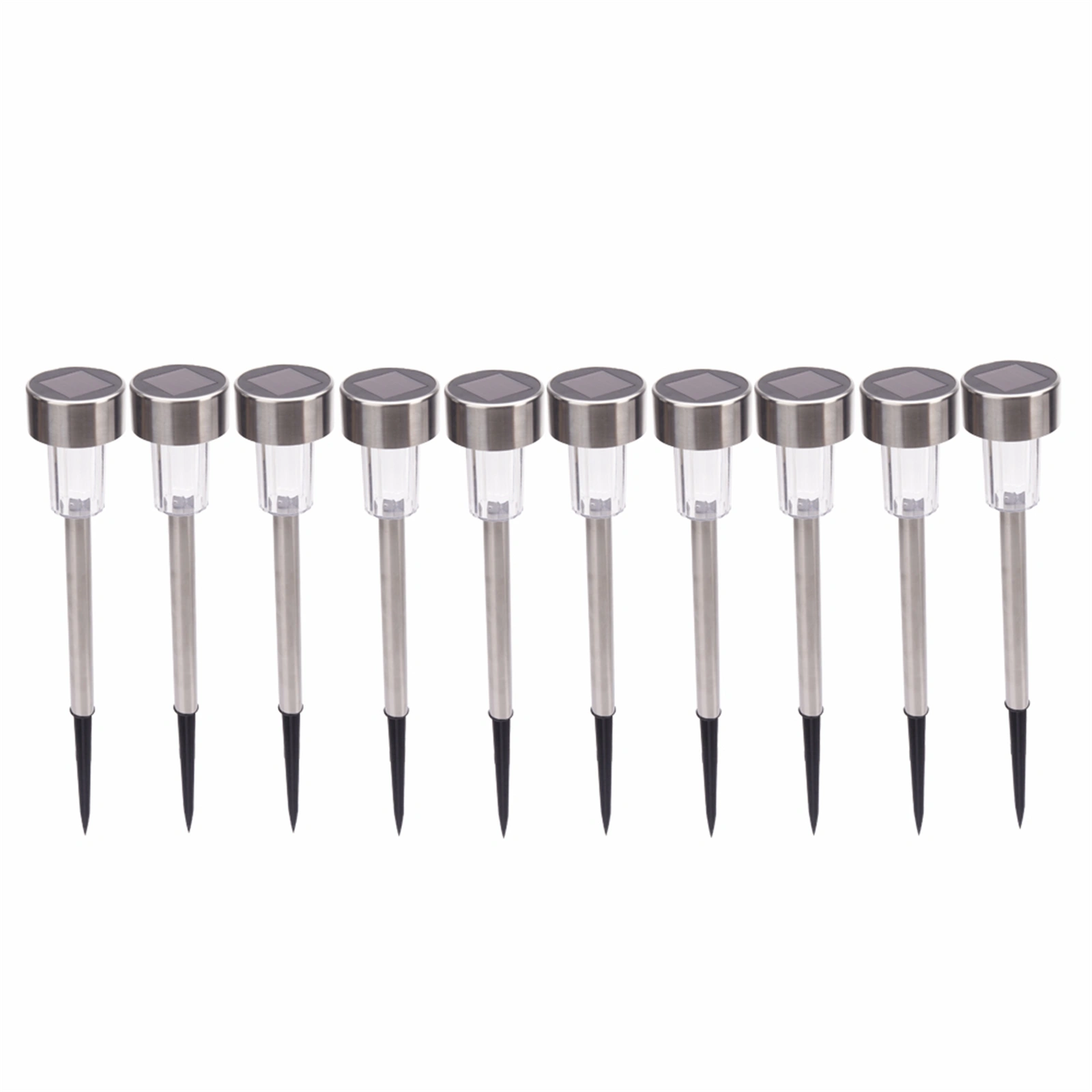 10pcs Solar LED Lawn Lights 5W High Brightness Garden Stake Lamps White & Silver with Lampshade view 2