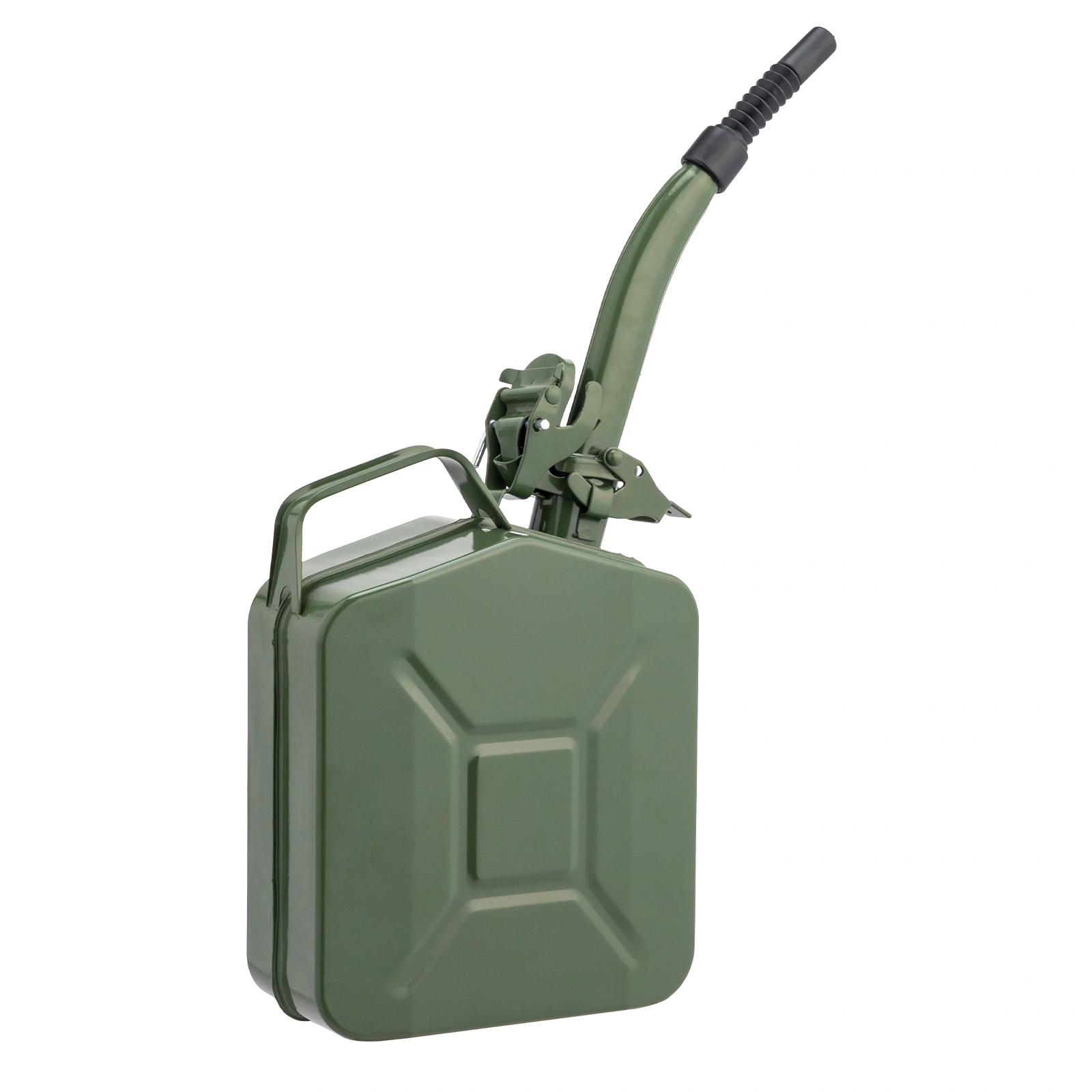 American Style 5L Oil Can 0.6mm Steel Army Green Fuel Container With Inverted Spout Pouring Funnel