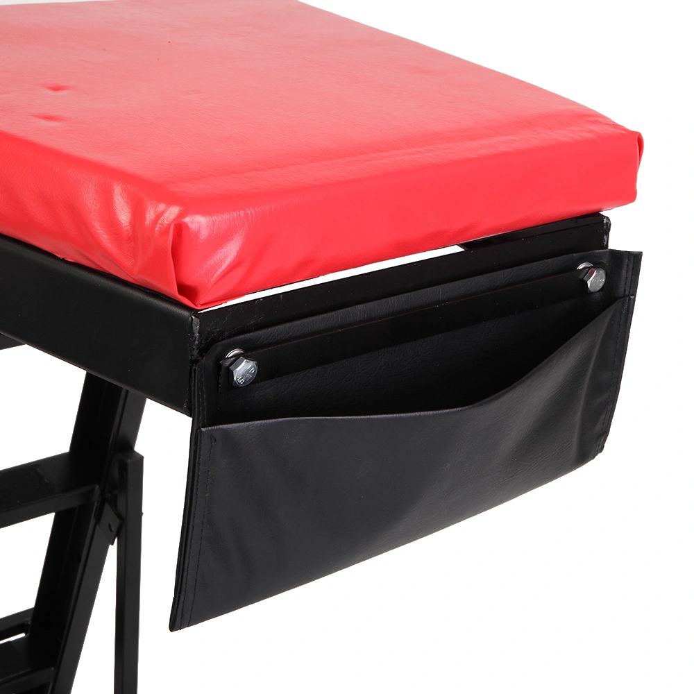 Foldable Mechanic Creeper Seat Adjustable Height Rolling Workshop Cart for Automotive Car Truck Repair - Black view 14