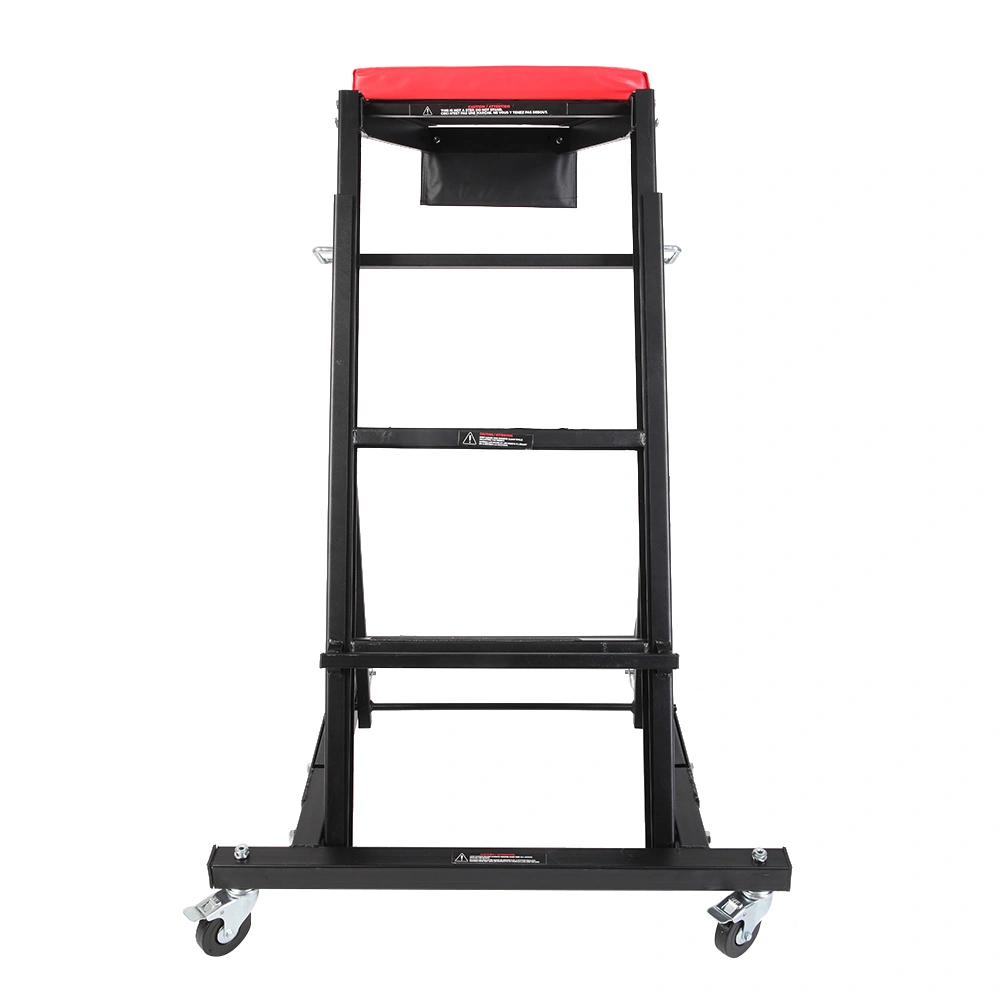 Foldable Mechanic Creeper Seat Adjustable Height Rolling Workshop Cart for Automotive Car Truck Repair - Black view 2