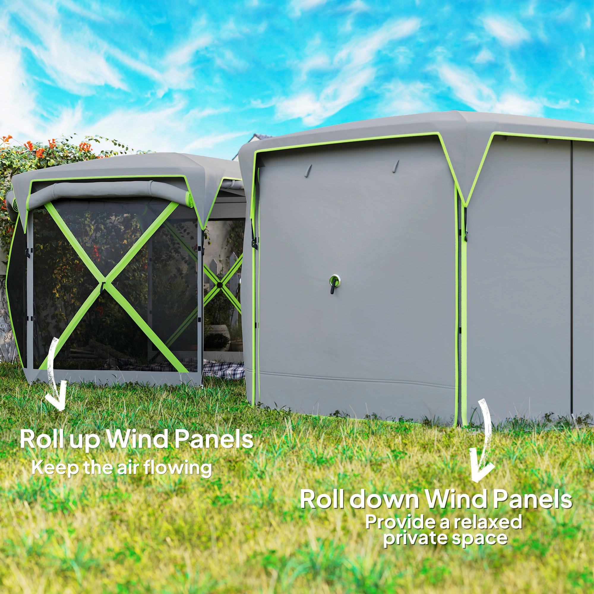 Pop Up Camping Gazebo 10x10 ft Instant Outdoor Canopy Tent with Carry Bag, Waterproof UV Protection view 2