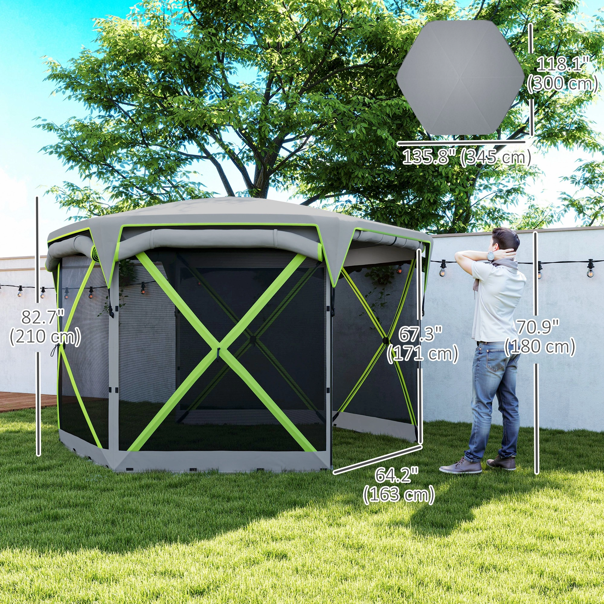 Pop Up Camping Gazebo 10x10 ft Instant Outdoor Canopy Tent with Carry Bag, Waterproof UV Protection view 3