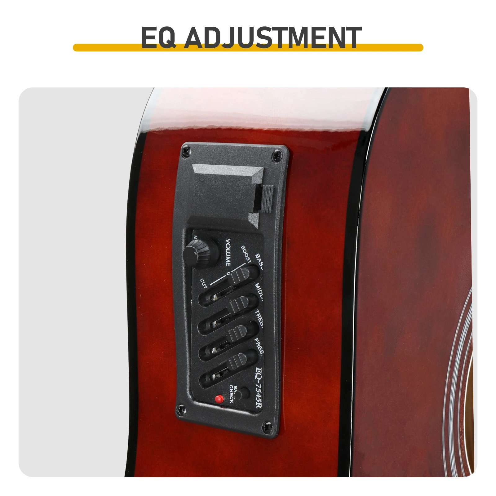 KMA104 41" Acoustic Electric Guitar Dreadnought Cutaway, Basswood Body, Built-in EQ, Coffee, Beginner Folk Guitar with Gig Bag view 7