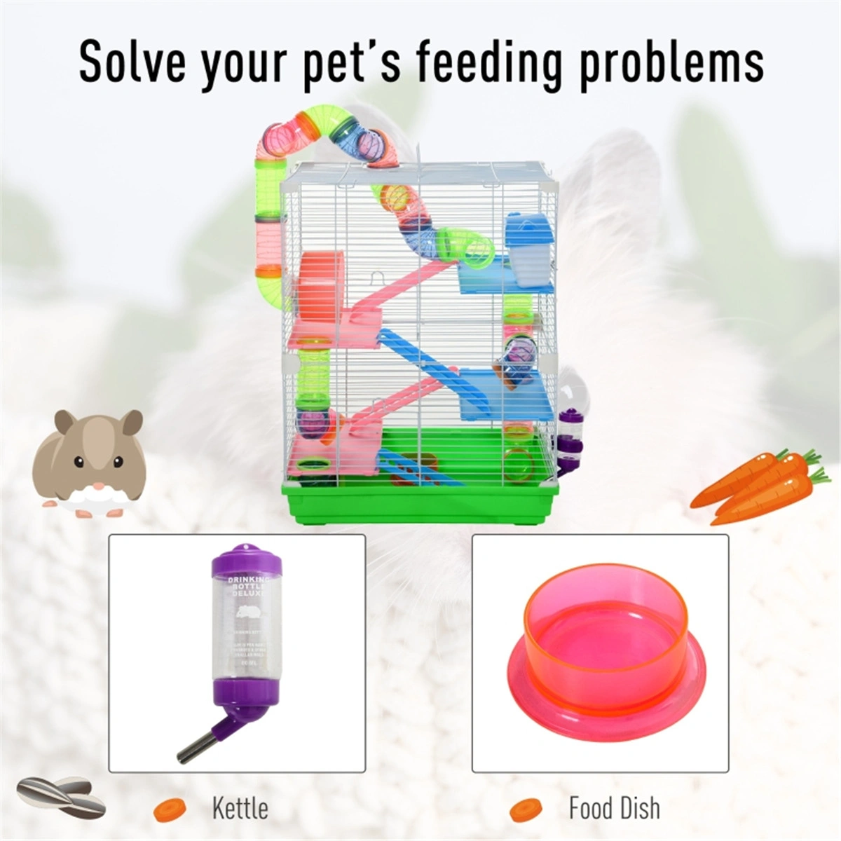 Hamster Cage for Small Pets - Spacious Indoor Outdoor Rodent Enclosure view 3