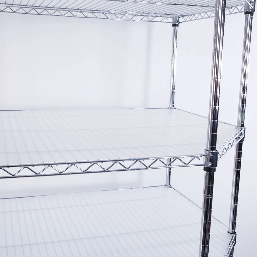 6-Layer Chrome Plated Polygonal Corner Shelf with 2" PP Wheels 680*680*1800 Silver view 12