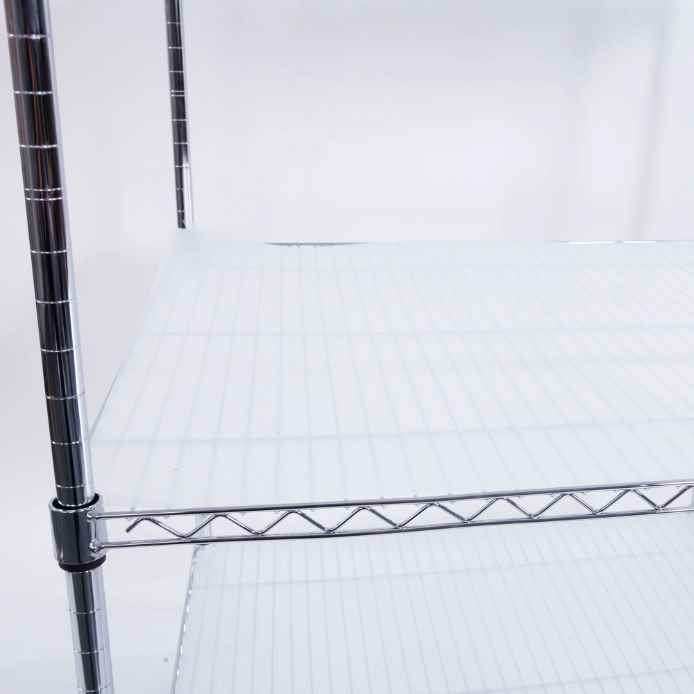 6-Layer Chrome Plated Polygonal Corner Shelf with 2" PP Wheels 680*680*1800 Silver view 13