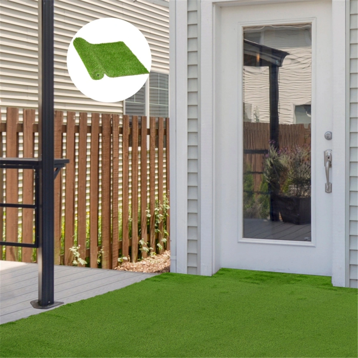 Artificial Grass Wall Panels 10x10ft Fake Greenery Outdoor Garden Privacy Screen PVC Faux Hedge Fence view 5
