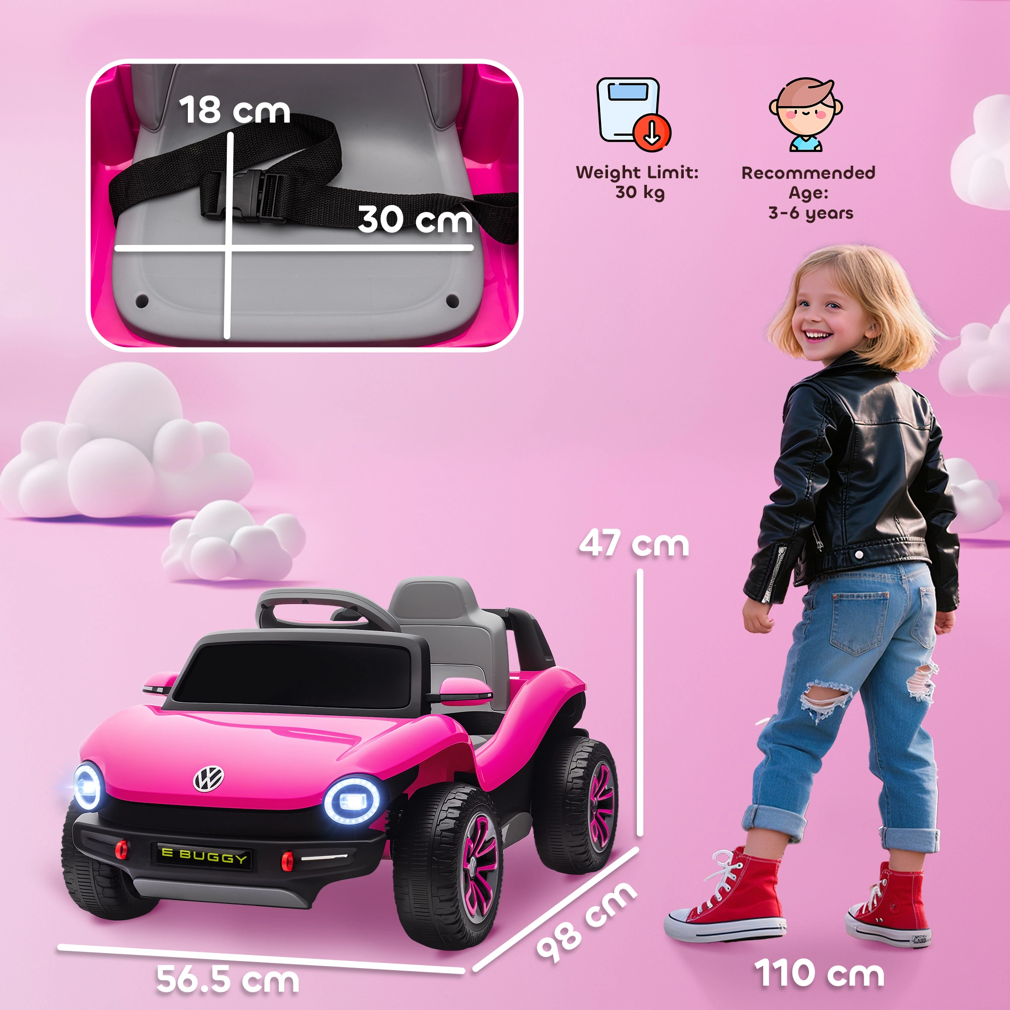 Kids Electric Ride-On Car, Rechargeable Kids Electric Car with Remote Control, Safe & Fun Children's Vehicle view 5