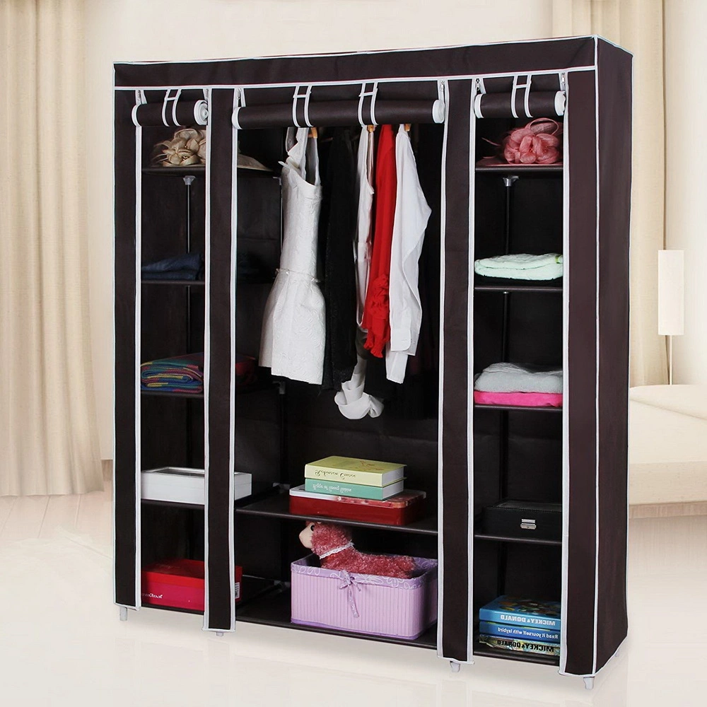 69" Portable Clothes Closet Wardrobe Storage Organizer with Non-Woven Fabric Quick and Easy to Assemble Extra Strong and Durable Dark Brown view 5